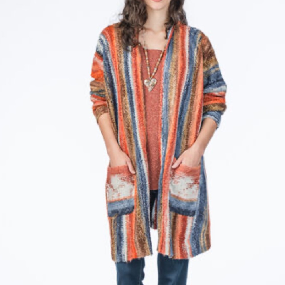 Fashion Concepts striped open front cardigan L